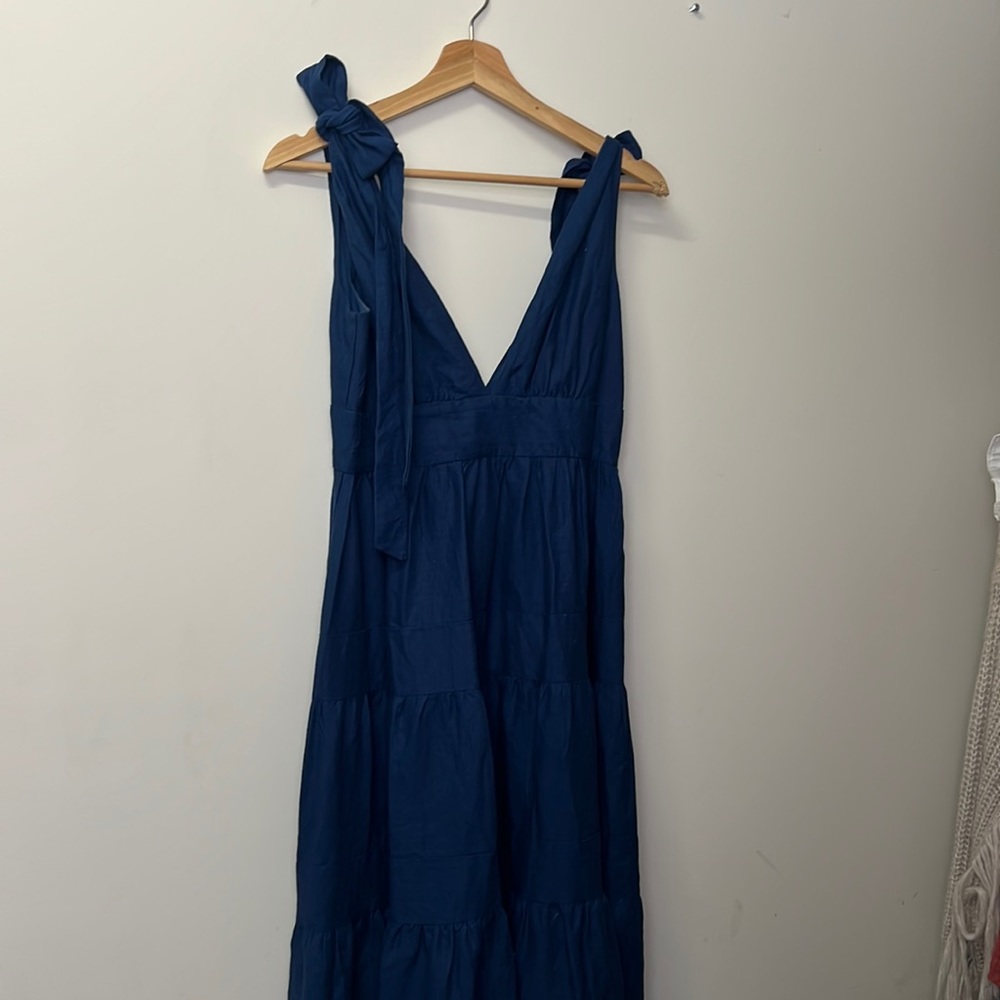 House of Harlow 1960 Navy Blue Tiered Midi Dress